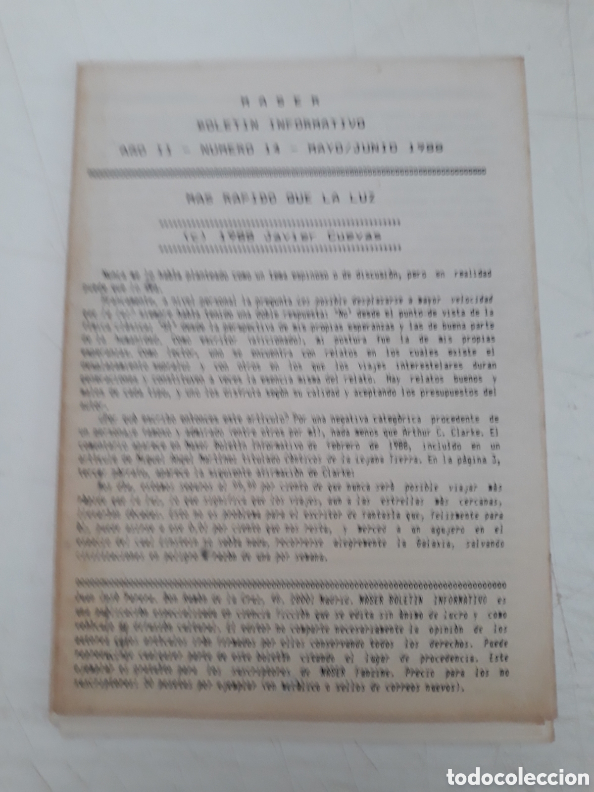 Libros de segunda mano: MASER FANZINE - BOLETIN INFORMATIVO N&ordm; 14 - MAYO / JUNIO 1988