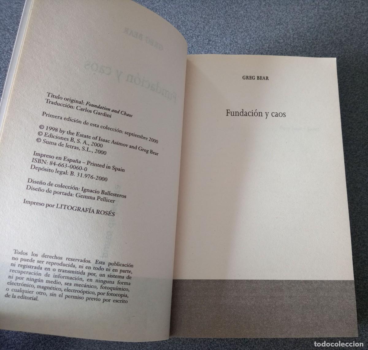 Libros de segunda mano: Fundaci&oacute;n Y Caos Greg Bear - Foto 4