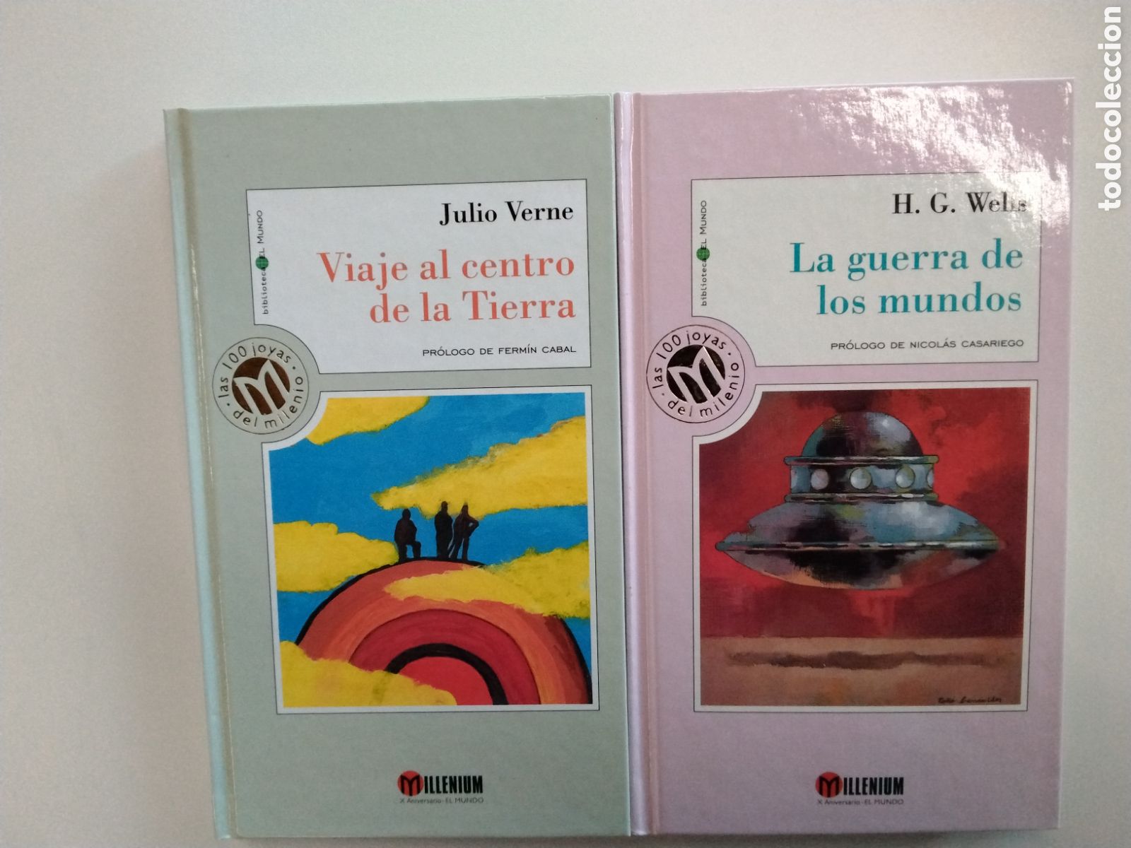 Libros de segunda mano: Lote de dos libros . Viaje al centro de la tierra y La guerra de los mundos