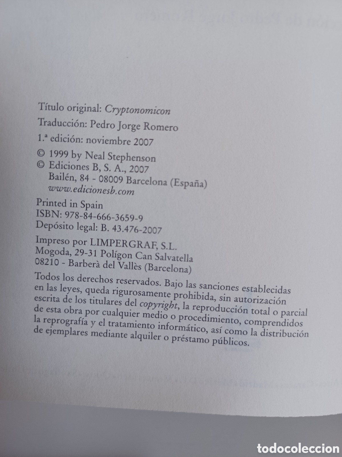 Libros de segunda mano: Criptonomic&oacute;n/ Neal Stephenson/ Primera edici&oacute;n Ediciones B, 2007 - Foto 9