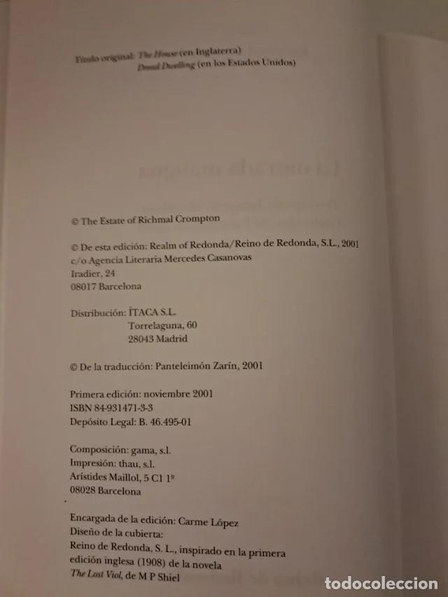 Libros de segunda mano: EDITORIAL REINO DE REDONDA 2001 1&ordf; EDICI&Oacute;N LA MORADA MALIGNA RICHMAL CROMPTON