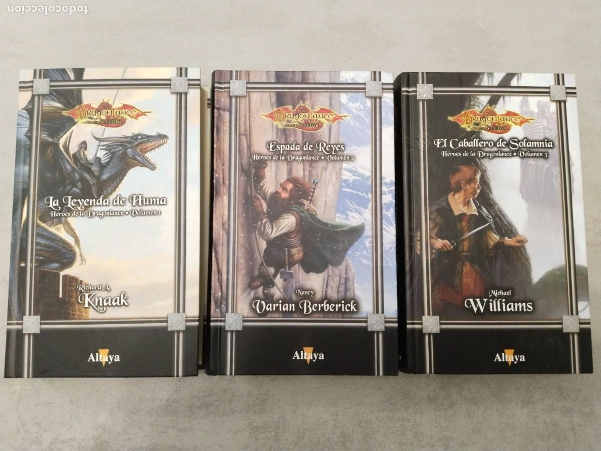 Libros de segunda mano: HEROES DE LA DRAGONLANCE 1&ordf; TRILOGIA COMPLETA LEYENDA HUMA ESPADA REYES CABALLERO SOLAMNIA ALTAYA