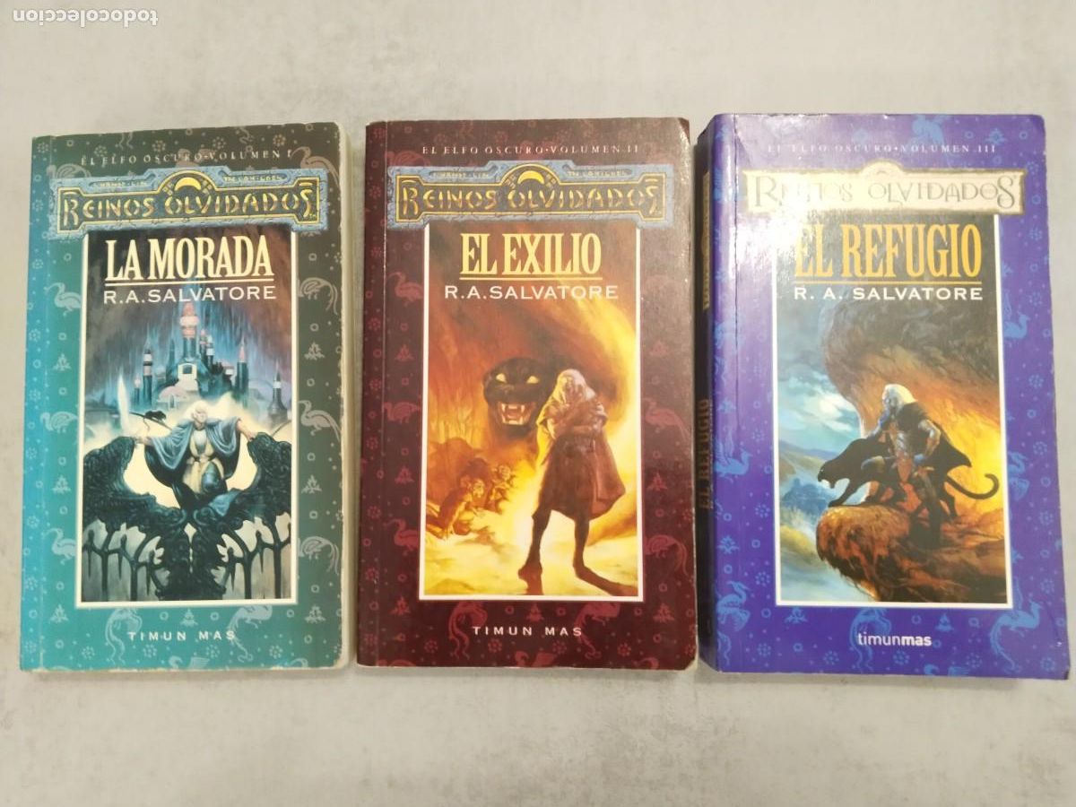 Libros de segunda mano: TRILOGIA EL ELFO OSCURO COMPLETA, REINOS OLVIDADOS, LA MORADA EXILIO REFUGIO TIMUN MAS