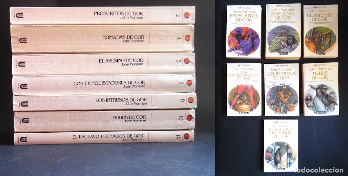 Libros de segunda mano: John Norman, 7 tomos GOR: Proscritos, N&oacute;madas, Asesino, Conquistadores, Intrusos, Tribus, Esclavos