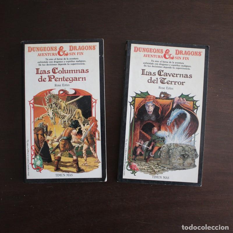 Libros de segunda mano: LOTE DUNGEONS & DRAGONS AVENTURA SIN FIN, ROSE ESTES. TIMUN MAS 1 LAS CAVERNAS DEL TERROR 3 LAS COLU