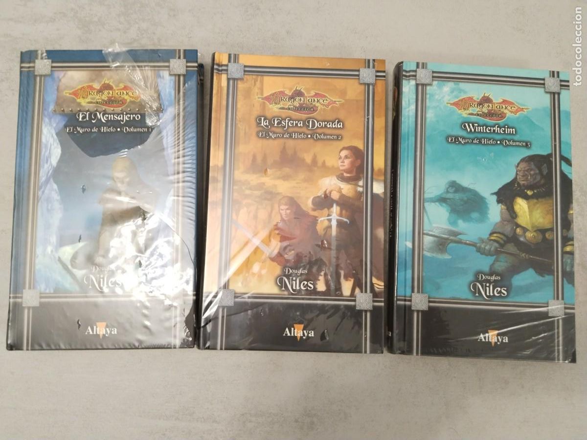 Libros de segunda mano: EL MURO DE HIELO COMPLETA, MENSAJERO LA ESFERA DORADA WINTERHEIM, DRAGONLANCE ALTAYA TAPA DURA