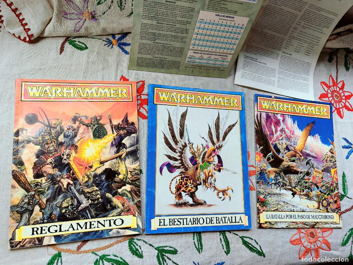 Libros de segunda mano: Reglamento Warhammer (82&euro;), Bestiario de Batalla (45&euro;) y Batalla paso de Maugthrond (20&euro;). Games Wor