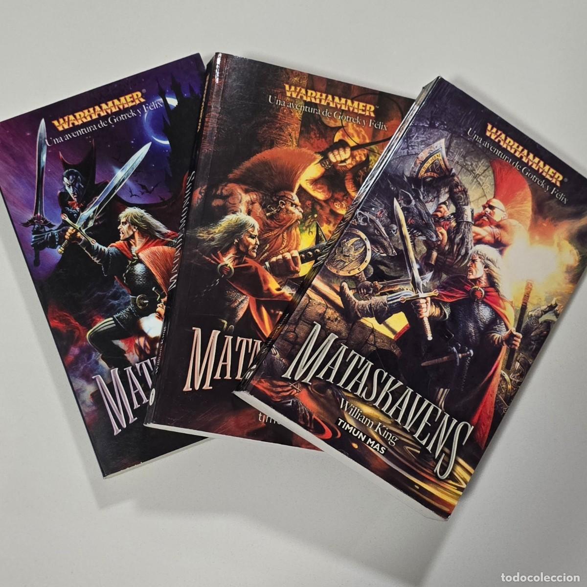 Libros de segunda mano: Warhammer &mdash; 3 libros saga Gotrek y F&eacute;lix de William King (Mataskavens, Matademonios, Matavampiros)