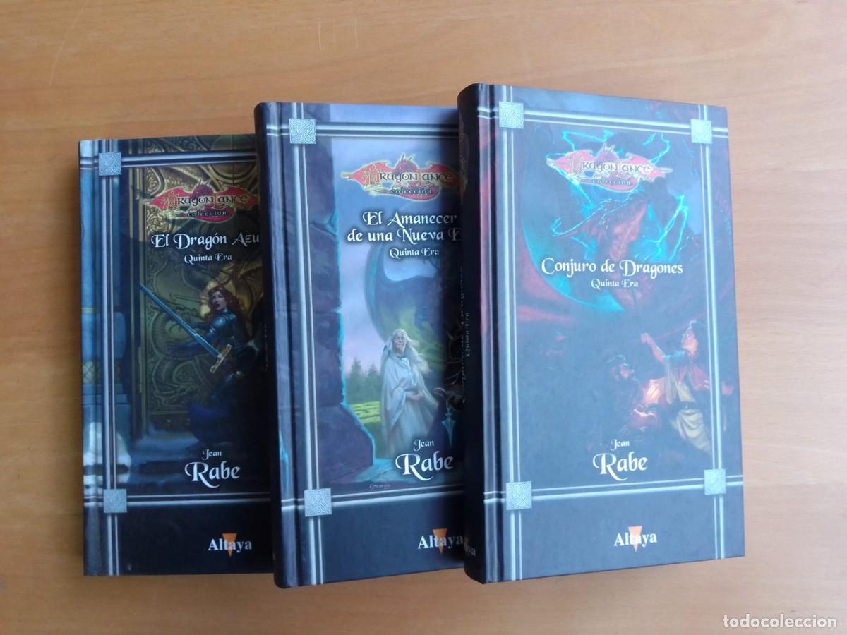 Libros de segunda mano: Dragonlance Colecci&oacute;n, Quinta Era, Conjuro de Dragones, El amanecer... y El drag&oacute;n azul, de J. Rabe