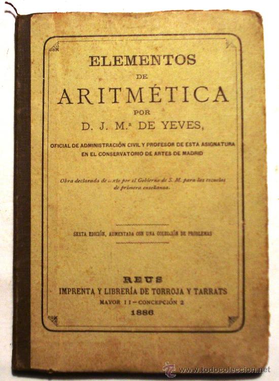 Libros de segunda mano de ciencias: ELEMENTOS DE ARITMETICA  A&Ntilde;O 1886 - Foto 1