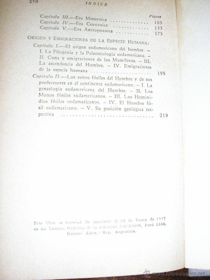 Libros de segunda mano: HALLAZGOS CIENTIFICOS, por Florentino Ameghino - Jackson - Argentina - 1953- 1ra. Edición - Foto 4 - 40676094