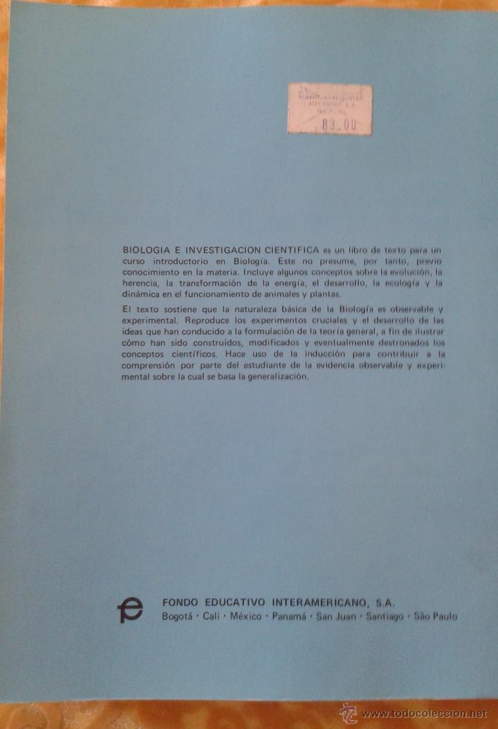 Libros de segunda mano: BIOLOGIA E INVESTIGACION CIENTIFICA  BAKER-ALLEN - Foto 3
