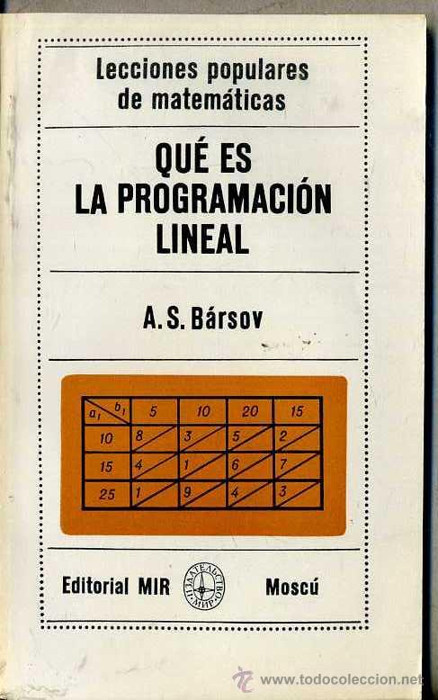 Libros de segunda mano de ciencias: BARSOV : QU&Eacute; ES LA PROGRAMACI&Oacute;N LINEAL (MIR MOSC&Uacute;, 1988) - Foto 1