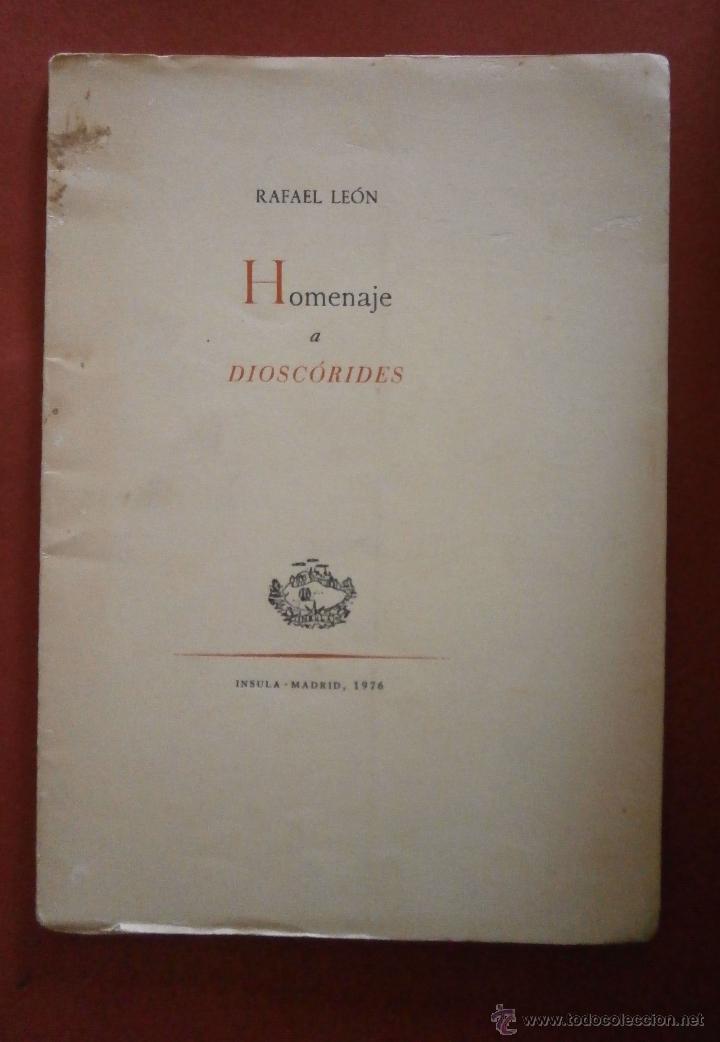 Libros de segunda mano: Homenaje a Diosc&oacute;rides. Rafael Le&oacute;n - Foto 1
