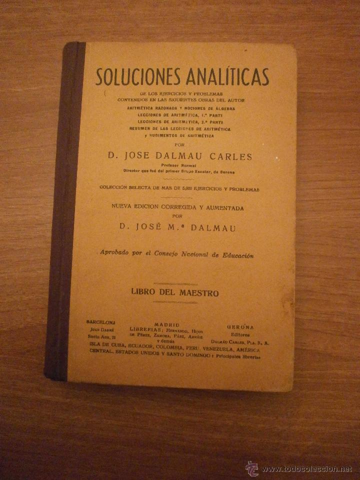 Libros de segunda mano de ciencias: SOLUCIONES ANALITICAS - D. JOSE DALMAU CARLES - Foto 1