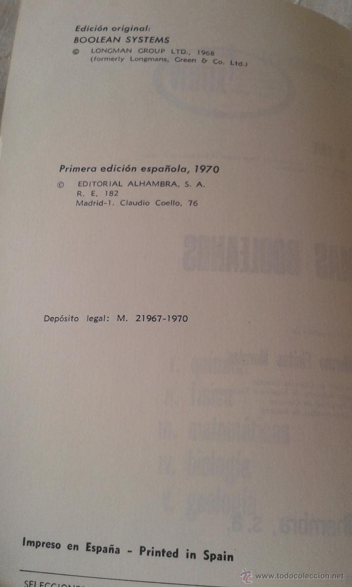 Libros de segunda mano de ciencias: SISTEMAS BOOLEANOS DOUGLAS KAYE ALHAMBRA 1&ordf; EDICI&Oacute;N - Foto 3
