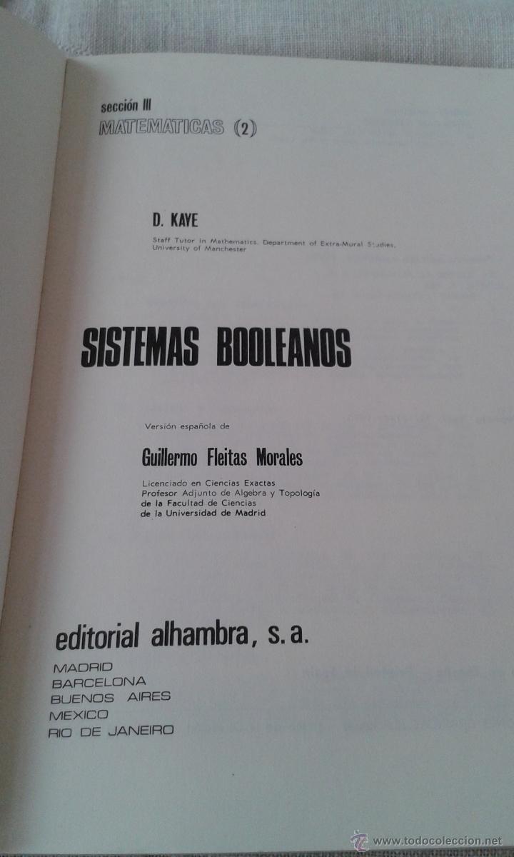 Libros de segunda mano de ciencias: SISTEMAS BOOLEANOS DOUGLAS KAYE ALHAMBRA 1&ordf; EDICI&Oacute;N - Foto 4
