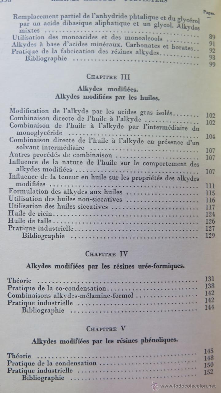 Libros de segunda mano de ciencias: MUY RARO ! RESINES ALKYDES-POLYESTERS. J. BOURRY. ED. DUNOD. 1952 - Foto 3