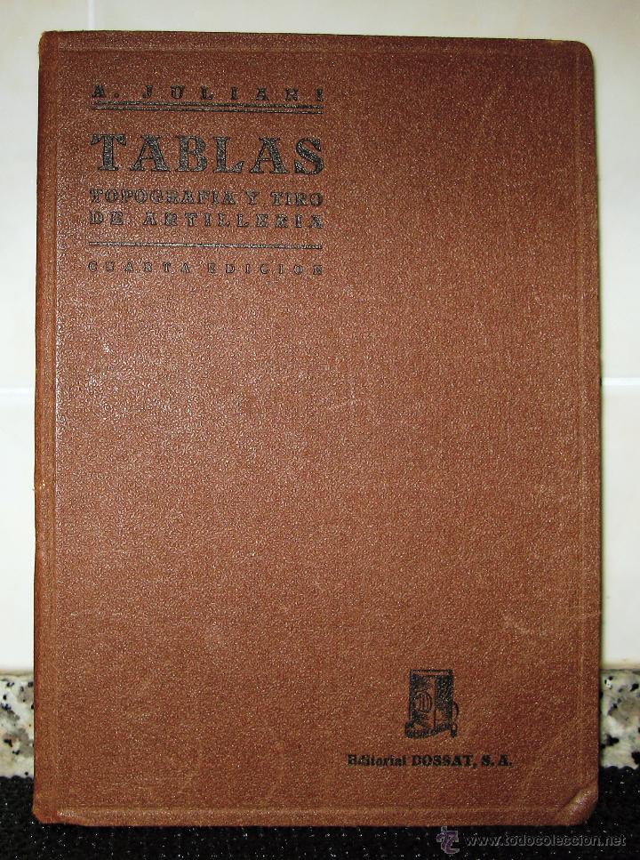 Second hand books of Sciences: Tablas.Topograf&iacute;a y Tiro de Artilleria.Antonio Juliani.Editorial Dossat S.A.MAD 1945.4&ordf; ed.