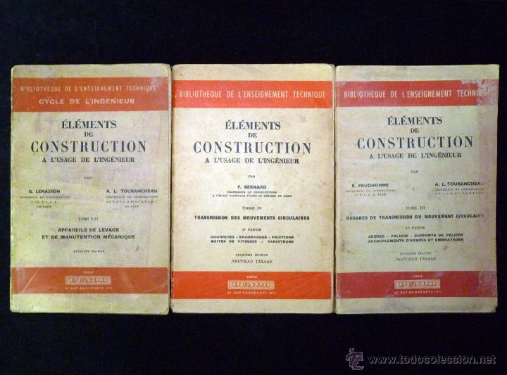Libros de segunda mano de ciencias: &Eacute;LEMENTS DE CONSTRUCTION A LUSAGE DE LING&Eacute;NIEUR. 3 VOL. DUNOD PARIS 1952-54 - Foto 2