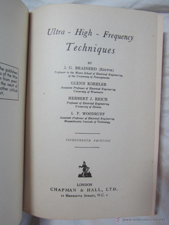 Libros de segunda mano de ciencias: Ultra-High frecuency techniques 1944 J.G. Brainerd - Foto 5