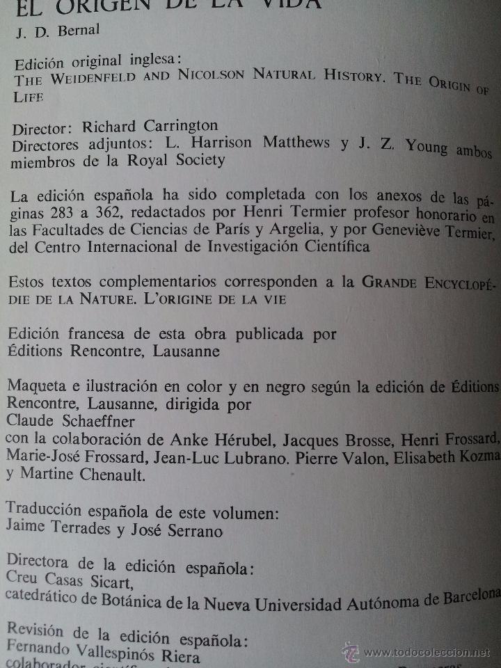 Libros de segunda mano: El origen de la vida -- J.D.Bernal - Foto 2