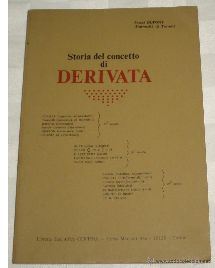 Libros de segunda mano de ciencias: Storia del concetto di Derivata  en Italiano - Foto 1