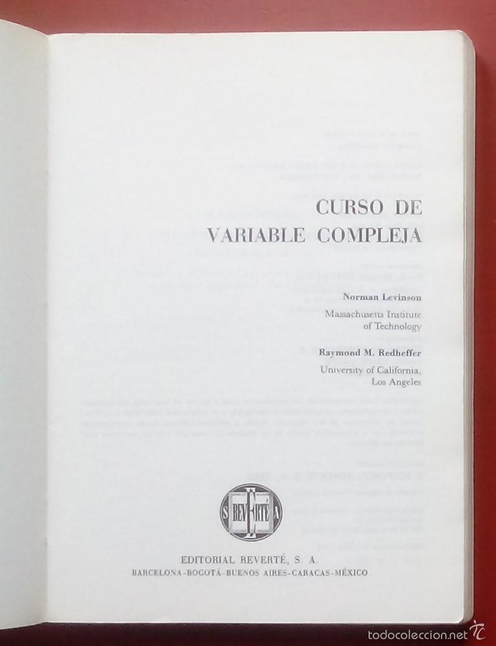 Libros de segunda mano de ciencias: Curso de Variable Compleja - Levinson - Redheffer -1990 - Foto 4
