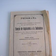 Libros de segunda mano de Ciencias: PROGRAMA DE OPOSICIONES PARA EL CUERPO DE ASPIRANTES A LA JUDICATURA - EDITORIAL REUS 1941. Lote 55909221