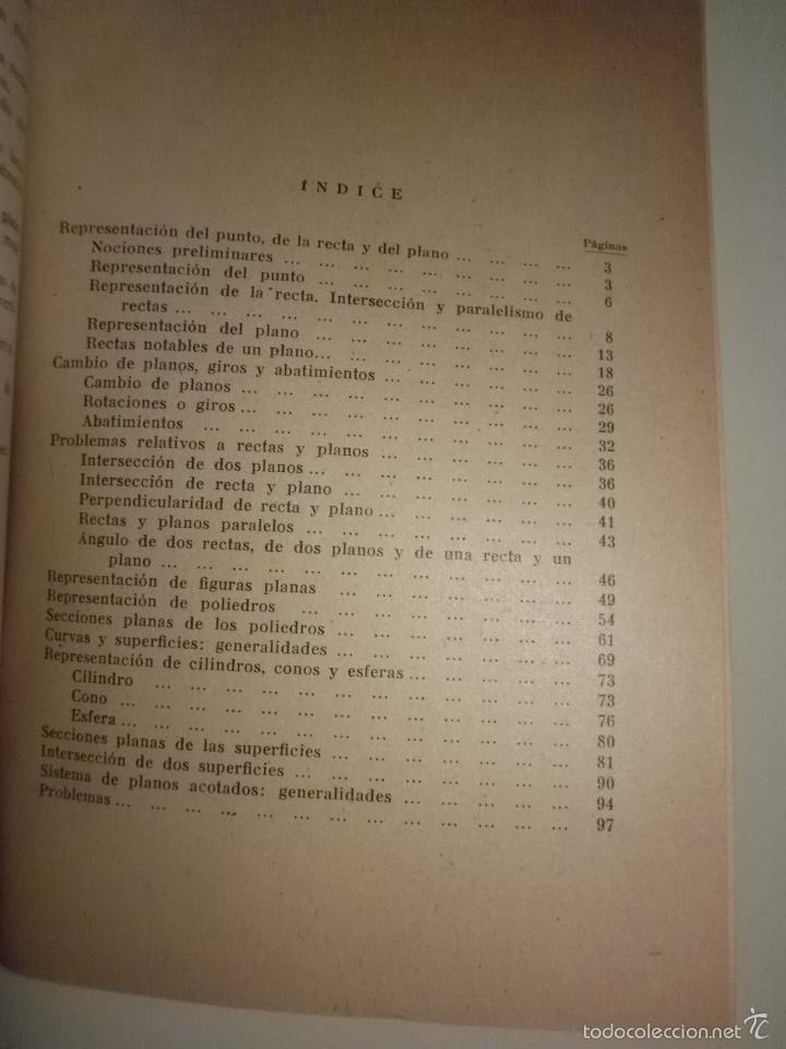 Libros de segunda mano de ciencias: GEOMETR&Iacute;A DESCRIPTIVA - Barcelona 1956 - Ilustrado - Foto 2
