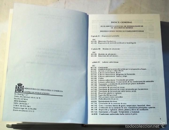 Libros de segunda mano: REGLAMENTO GENERAL DE NORMAS BASICAS DE SEGURIDAD MINERA - MINISTERIO DE INDUSTRIA - Foto 3