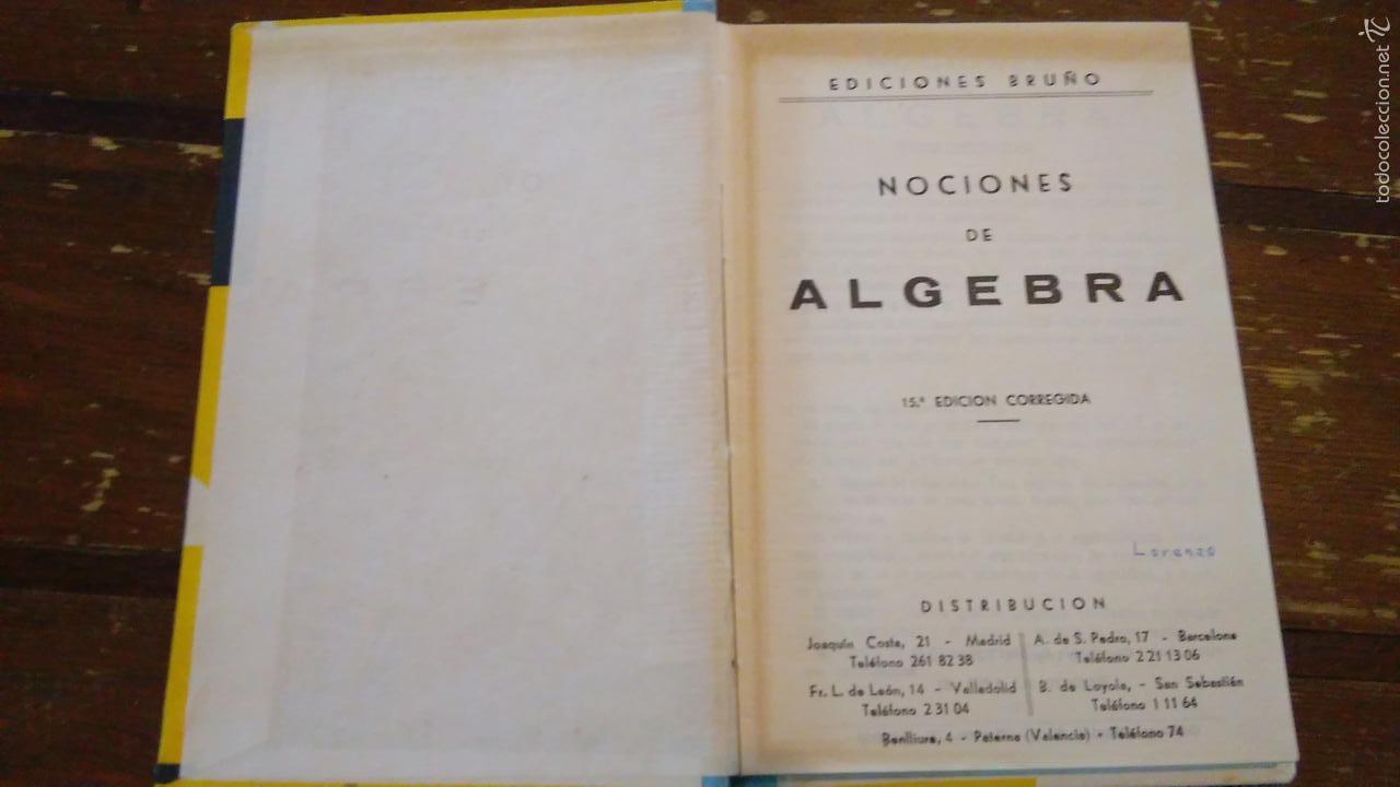 Libros de segunda mano de ciencias: Nociones de &aacute;lgebra y trigonometr&iacute;a. Editorial Bru&ntilde;o, 1963 - Foto 3
