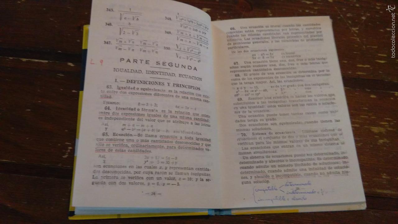 Libros de segunda mano de ciencias: Nociones de &aacute;lgebra y trigonometr&iacute;a. Editorial Bru&ntilde;o, 1963 - Foto 5