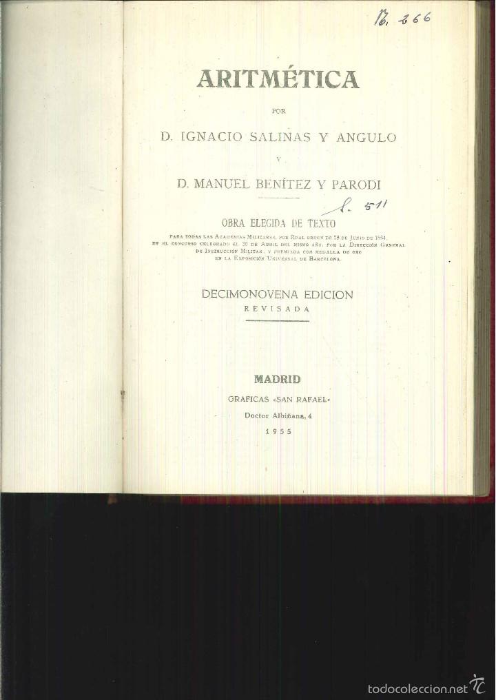 Libros de segunda mano de ciencias: ARITM&Eacute;TICA. Ignacio Salinas y Angulo y Manuel Ben&iacute;tez y Parodi - Foto 1