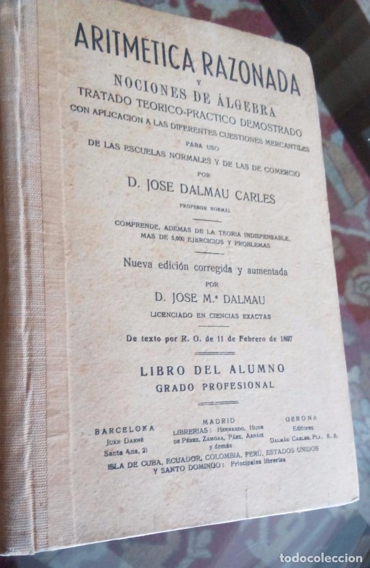 Libros de segunda mano de ciencias: LIBRO  DE AR&Iacute;TMETICA RAZONADA  Y NOCIONES DE ALGEBRA - Foto 1