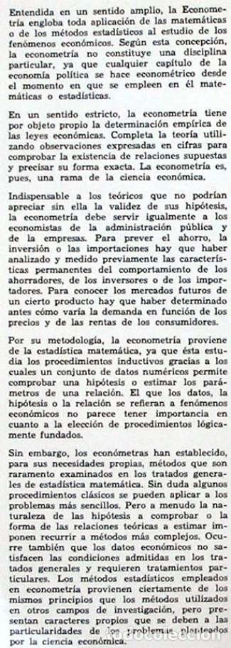 Libros de segunda mano de ciencias: M&Eacute;TODOS ESTAD&Iacute;STICOS DE LA ECONOMETRIA - E. MALINVAUD - ED. ARIEL 1967 - VER INDICE - Foto 2