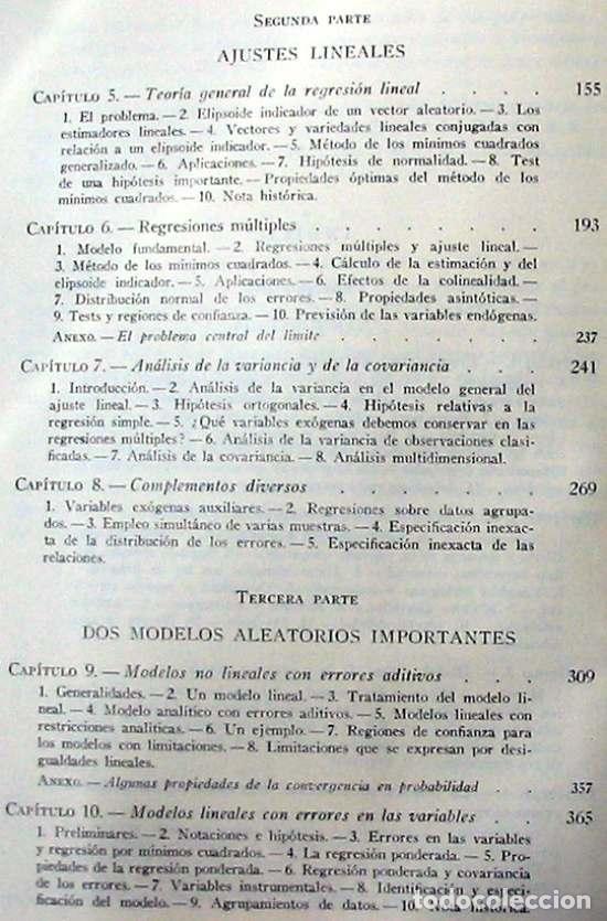 Libros de segunda mano de ciencias: M&Eacute;TODOS ESTAD&Iacute;STICOS DE LA ECONOMETRIA - E. MALINVAUD - ED. ARIEL 1967 - VER INDICE - Foto 4