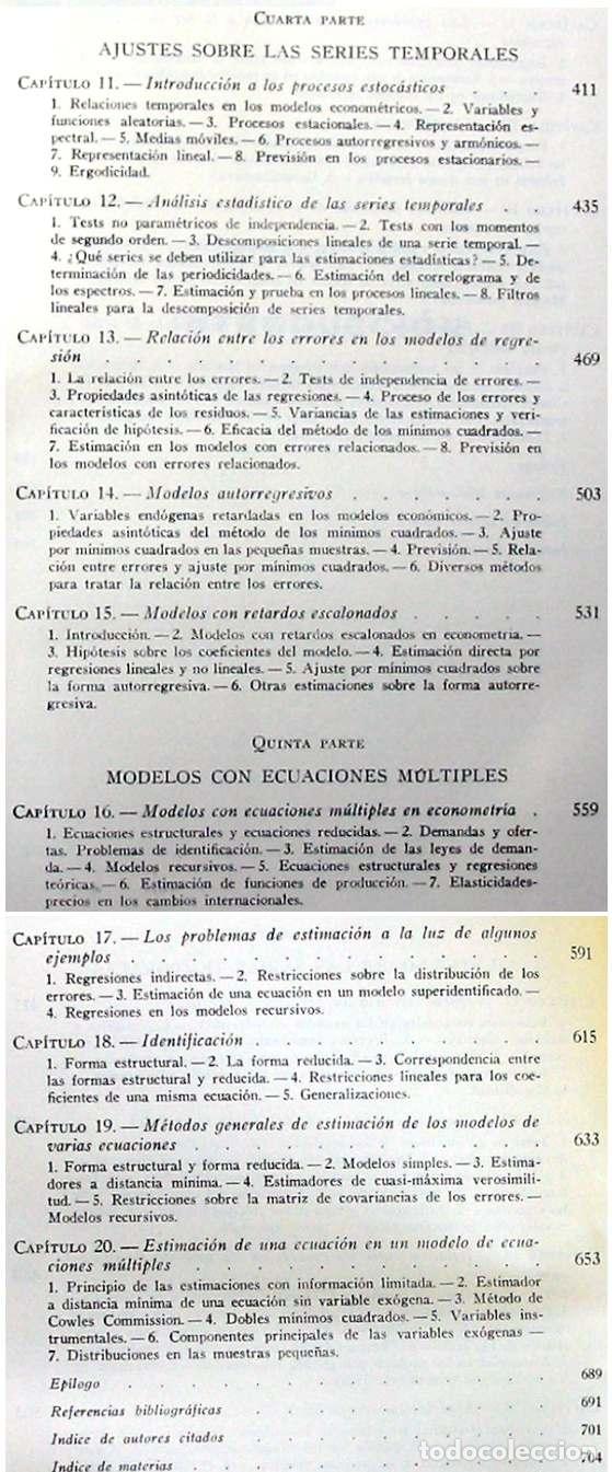 Libros de segunda mano de ciencias: M&Eacute;TODOS ESTAD&Iacute;STICOS DE LA ECONOMETRIA - E. MALINVAUD - ED. ARIEL 1967 - VER INDICE - Foto 5