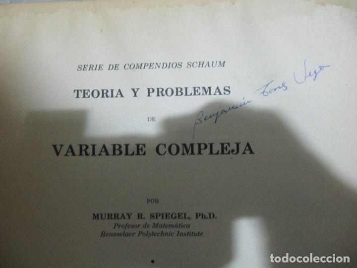 Libros de segunda mano de ciencias: VARIABLE COMPLEJA. MURRAY R. SPIEGEL. MCGRAW-HILL. 1971 - Foto 4