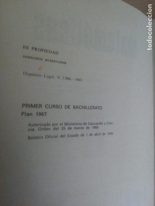 Libros de segunda mano de ciencias: Libro matematicas 1&deg; de bachillerato plan 1967 de ecir + raro programa del mismo libro - Foto 4