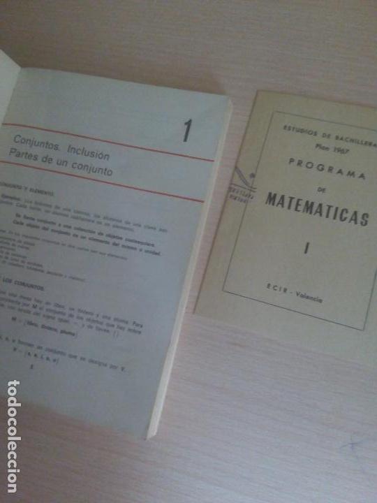 Libros de segunda mano de ciencias: Libro matematicas 1&deg; de bachillerato plan 1967 de ecir + raro programa del mismo libro - Foto 5
