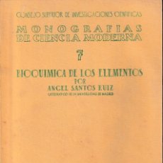 Libros de segunda mano de Ciencias: BIOQUÍMICA DE LOS ELEMENTOS (A. SANTOS 1946) SIN USAR. Lote 79942713