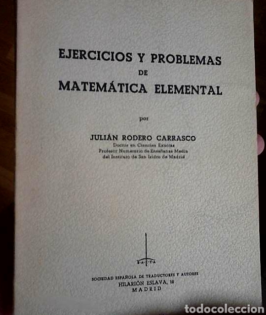 Libros de segunda mano de ciencias: Ejercicios y problemas de matem&aacute;tica elemental - Juli&aacute;n Rodero Carrasco - Foto 1