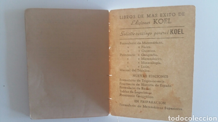 Libros de segunda mano de ciencias: (Sevilla) KOEL - FORMULARIO DE TRIGONOMETRIA. 1&deg; EDICI&Oacute;N 1947 - Foto 3