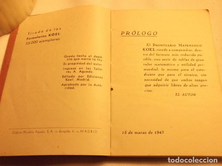 Libros de segunda mano de ciencias: PRONTUARIO MATEMATICO. KOEL - Foto 3