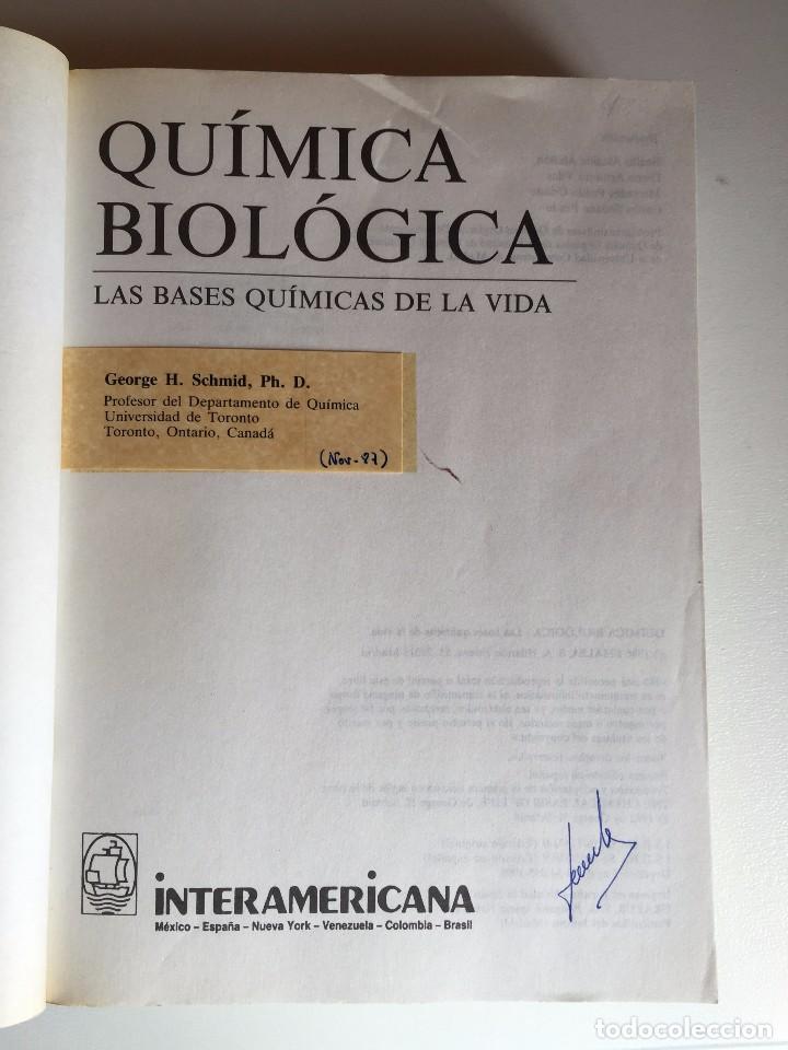 Libros de segunda mano de ciencias: QU&Iacute;MICA BIOL&Oacute;GICA - Foto 2