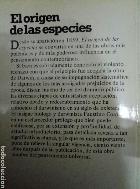 Libros de segunda mano: EL ORIGEN DE LAS ESPECIES. CHARLES DARWIN - Foto 2