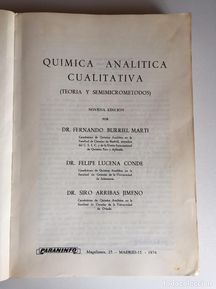 Libros de segunda mano de ciencias: QU&Iacute;MICA ANAL&Iacute;TICA CUALITATIVA - Foto 3