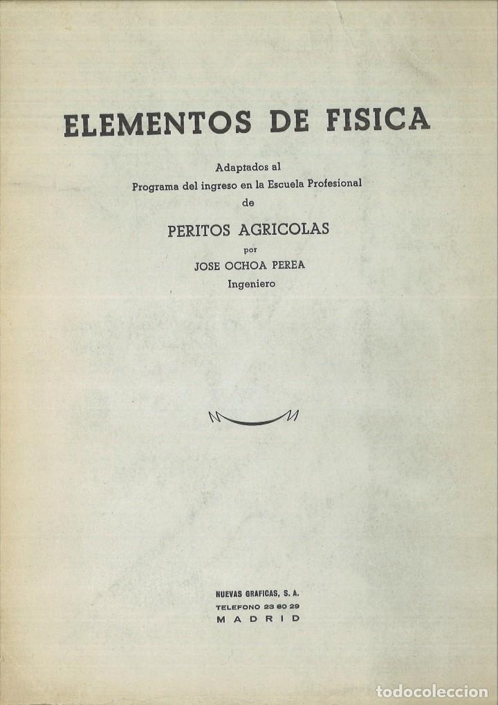 Libros de segunda mano de ciencias: ELEMENTOS DE F&Iacute;SICA. Jos&eacute; Ochoa Perea - Foto 1