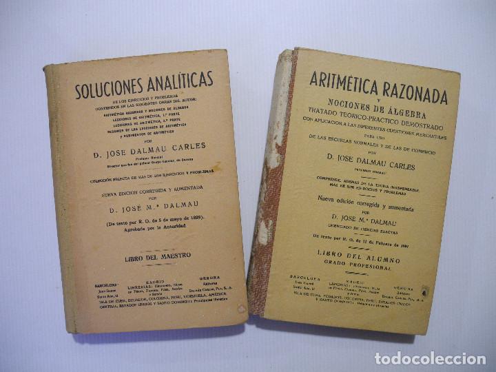 Libros de segunda mano de ciencias: Aritm&eacute;tica razonada y Soluciones anal&iacute;ticas. Jose Dalmau. - Foto 1